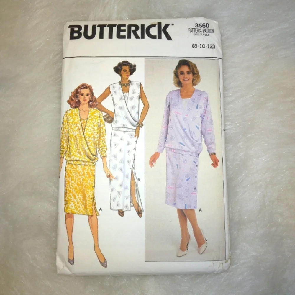 BUTTERICK 3560 sz 8-12 Misses tops and skirts in variations, vintage 1985